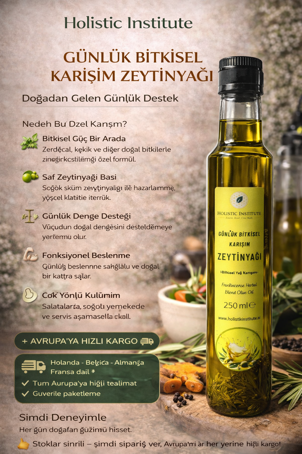 Holistic Institute – Günlük Bitkisel Karışım Zeytinyağı