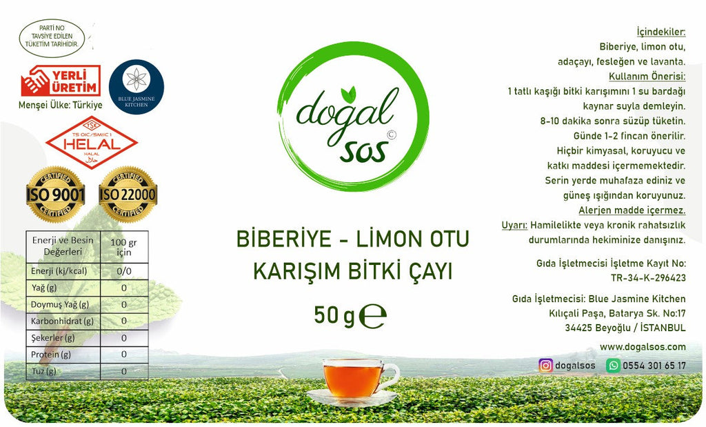 Biberiye-Limon Otu Karışım Bitki Çayı 50g
