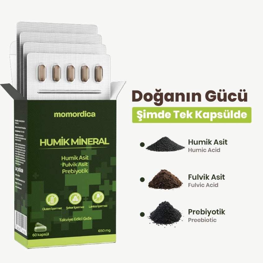 Humik Mineral 60 Kapsül - Humik Asit Fulvik Asit Prebiyotik - 650mg