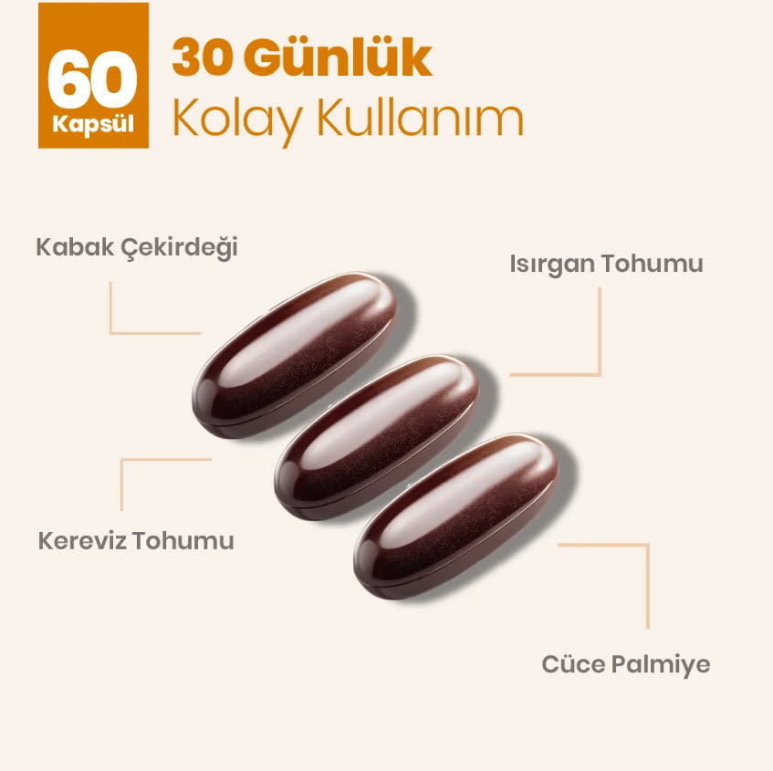Momordica Kabak Çekirdeği Yağı 60 Kapsül - Isırgan Kereviz Cüce Palmiye - 750mg