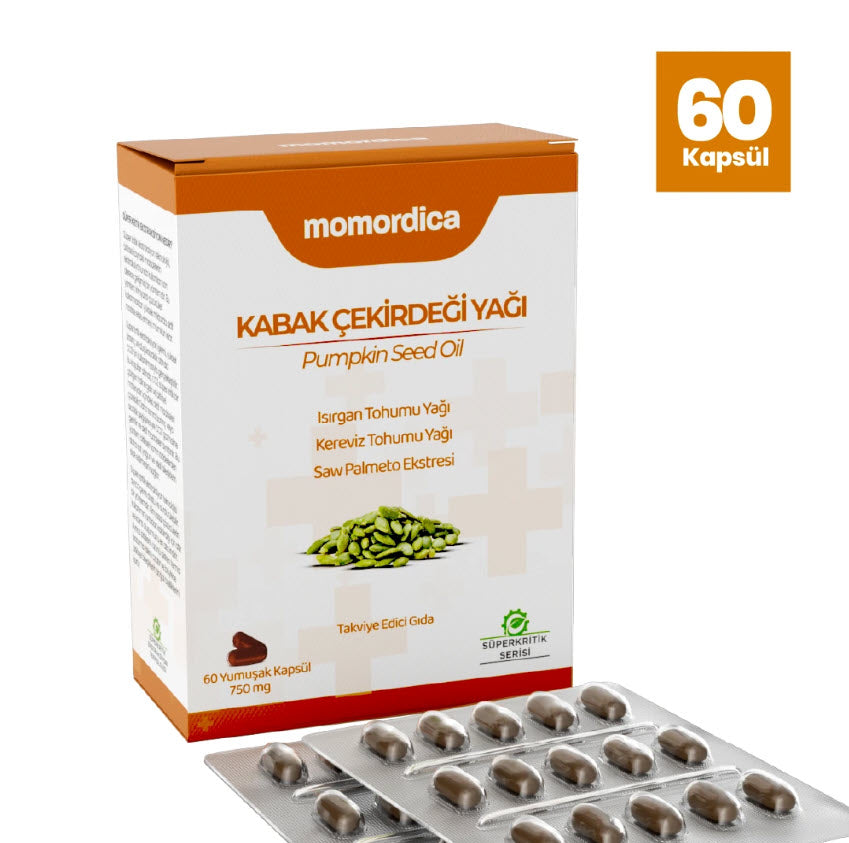Momordica Kabak Çekirdeği Yağı 60 Kapsül - Isırgan Kereviz Cüce Palmiye - 750mg