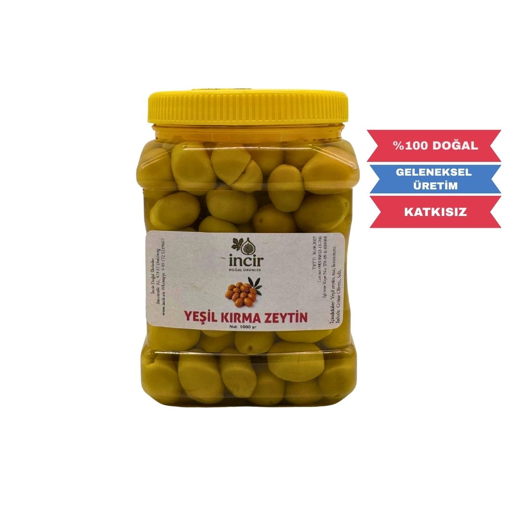 Yeşil Kırma Zeytin 1000 Gr